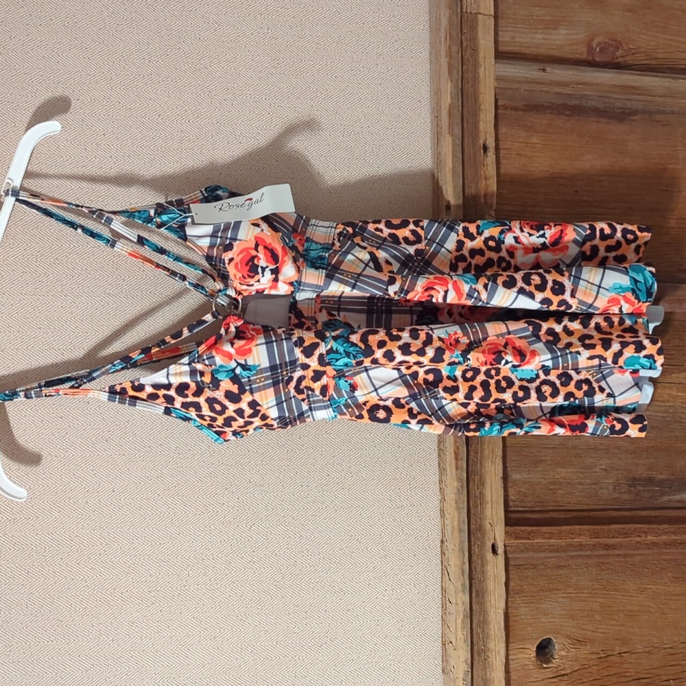 Floral and Leopard Print Swimming Suit - Picture 5 of 8